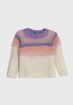 United Colors of Benetton pulover pentru copii din amestec de lana culoarea bej, light imagine
