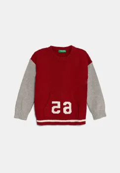 United Colors of Benetton pulover pentru copii din amestec de lana culoarea bordo, light, 1WUAH1027 imagine