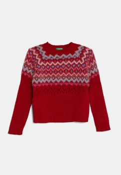 United Colors of Benetton pulover pentru copii din amestec de lana culoarea rosu, 1176Q107K imagine