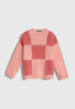 United Colors of Benetton pulover pentru copii din amestec de lana culoarea roz, light imagine
