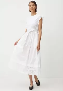 United Colors of Benetton rochie culoarea alb, midi, evazati imagine