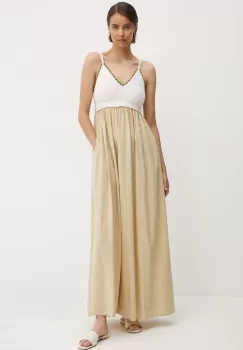 United Colors of Benetton rochie culoarea bej, maxi, evazati, 43YVDV09R imagine