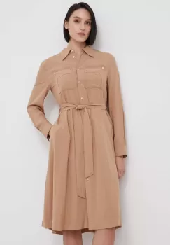 United Colors of Benetton rochie culoarea bej, mini, drept imagine