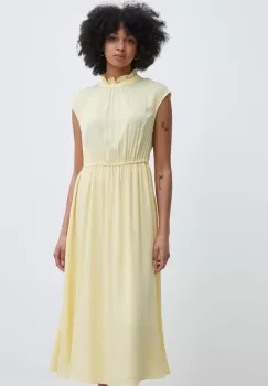 United Colors of Benetton rochie culoarea galben, midi, evazati imagine