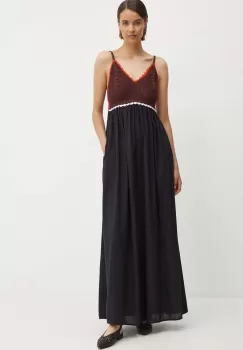 United Colors of Benetton rochie culoarea negru, maxi, evazati, 43YVDV09R imagine