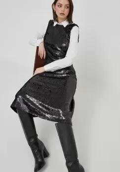 United Colors of Benetton rochie culoarea negru, midi, evazati imagine