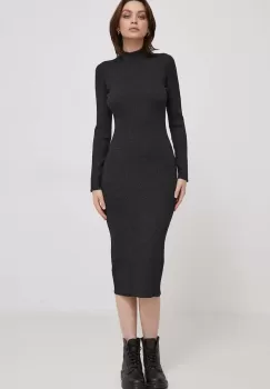 United Colors of Benetton rochie culoarea negru, midi, mulata imagine