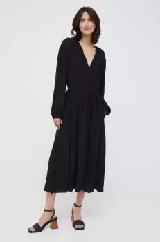 United Colors of Benetton rochie culoarea negru, midi, oversize imagine