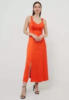 United Colors of Benetton rochie culoarea portocaliu, midi, evazati imagine