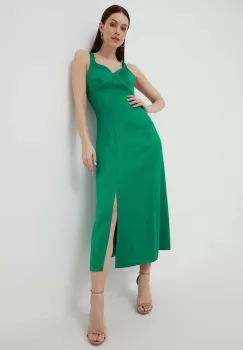 United Colors of Benetton rochie culoarea verde, midi, drept imagine