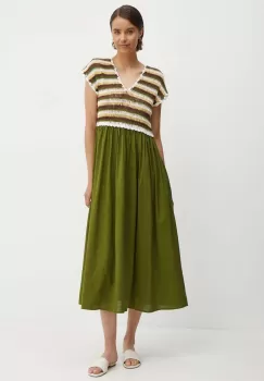 United Colors of Benetton rochie culoarea verde, midi, evazati, 43YVDV09U imagine