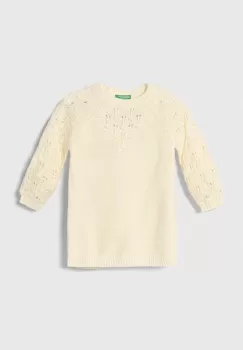 United Colors of Benetton rochie din amestec de lana pentru copii culoarea bej, mini, drept imagine