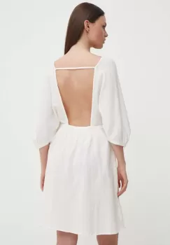 United Colors of Benetton rochie din bumbac culoarea bej, mini, evazati imagine