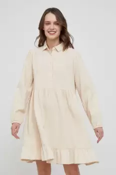 United Colors of Benetton rochie din bumbac culoarea bej, mini, evazati imagine