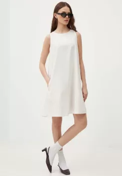 United Colors of Benetton rochie din bumbac culoarea bej, mini, evazati imagine