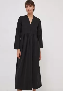 United Colors of Benetton rochie din bumbac culoarea negru, maxi, evazati imagine