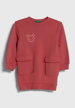 United Colors of Benetton rochie din bumbac culoarea roz, mini, drept imagine