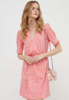 United Colors of Benetton rochie din bumbac culoarea roz, mini, evazati imagine