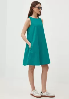 United Colors of Benetton rochie din bumbac culoarea turcoaz, mini, evazati imagine