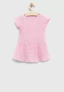 United Colors of Benetton rochie din bumbac pentru bebelusi culoarea roz, mini, evazati imagine