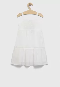 United Colors of Benetton rochie din bumbac pentru copii culoarea alb, mini, evazati imagine