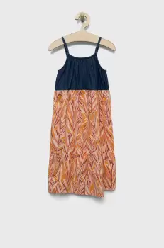 United Colors of Benetton rochie din bumbac pentru copii culoarea portocaliu, mini, evazati imagine