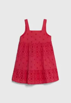 United Colors of Benetton rochie din bumbac pentru copii culoarea roz, mini, evazati imagine