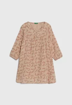 United Colors of Benetton rochie din bumbac pentru copii culoarea roz, mini, evazati imagine