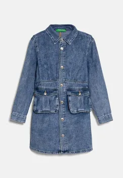 United Colors of Benetton rochie din denim pentru copii mini, evazati, 4AD6CV02P imagine