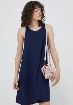 United Colors of Benetton rochie din in culoarea albastru marin, mini, drept imagine