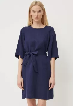 United Colors of Benetton rochie din in culoarea albastru marin, mini, drept imagine