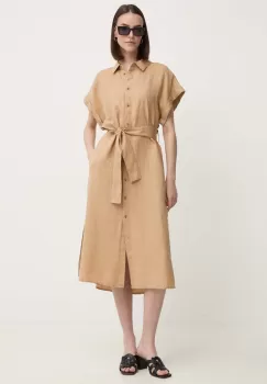 United Colors of Benetton rochie din in culoarea bej, midi, drept imagine