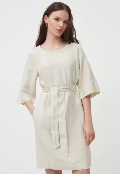 United Colors of Benetton rochie din in culoarea bej, mini, drept imagine