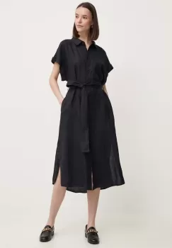 United Colors of Benetton rochie din in culoarea negru, midi, drept imagine