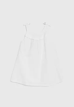 United Colors of Benetton rochie din in pentru copii culoarea alb, mini, evazati imagine