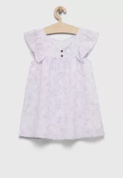 United Colors of Benetton rochie din in pentru copii culoarea violet, mini, evazati imagine