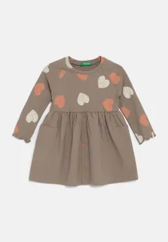 United Colors of Benetton rochie fete culoarea maro, mini, evazati, 36LKGV00W imagine