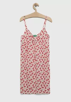 United Colors of Benetton rochie fete culoarea roz, midi, drept imagine