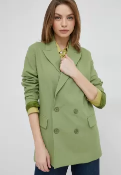 United Colors of Benetton sacou culoarea verde, cu doua randuri de nasturi, neted imagine