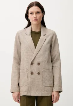 United Colors of Benetton sacou de in culoarea bej, cu doua randuri de nasturi, cu imprimeu, 265XDW035 imagine