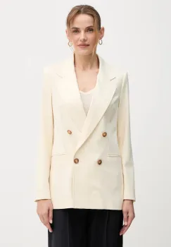 United Colors of Benetton sacou din lana culoarea bej, cu doua randuri de nasturi, uni, 2YVXDW03A imagine