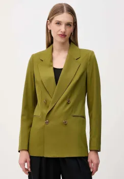 United Colors of Benetton sacou din lana culoarea verde, cu doua randuri de nasturi, uni, 2YVXDW03A imagine