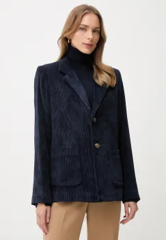 United Colors of Benetton sacou din velur culoarea bleumarin, un singur rand de nasturi, uni, 2Q5GDW03I imagine