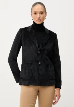 United Colors of Benetton sacou din velur culoarea negru, un singur rand de nasturi, uni, 2Q5GDW03I imagine