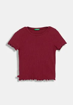 United Colors of Benetton tricou copii culoarea bordo, 3F1AC10N4 imagine