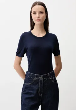 United Colors of Benetton tricou cu maneca lunga culoarea bleumarin, 1ZRED10BK imagine