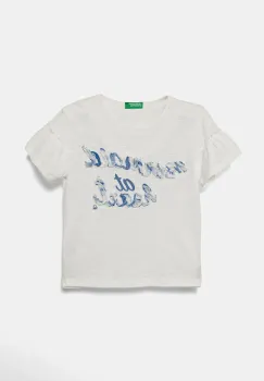 United Colors of Benetton tricou de bumbac pentru copii culoarea alb, 38V4G10JI imagine