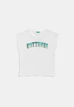United Colors of Benetton tricou de bumbac pentru copii culoarea alb, 3I1XC10P1 imagine