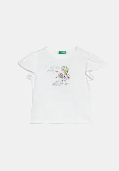 United Colors of Benetton tricou de bumbac pentru copii culoarea alb, 3I1XG10IU imagine