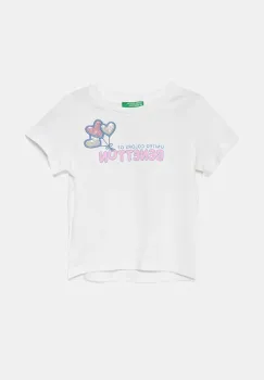 United Colors of Benetton tricou de bumbac pentru copii culoarea alb, 3I1XG10JB imagine